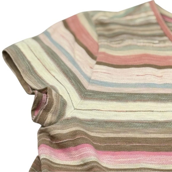 Lauren Ralph Lauren Striped Cotton Midi Dress L Earth Tones Casual Chic - Picture 9 of 9